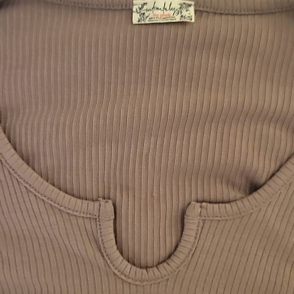 Intimately Free People Taupe Ribbed-Knit Crop Top, sz S - Picture 8 of 9